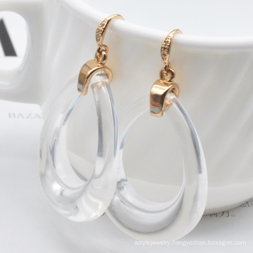 Stylish gold hook tear drop shape transparent cute clear acrylic earrings